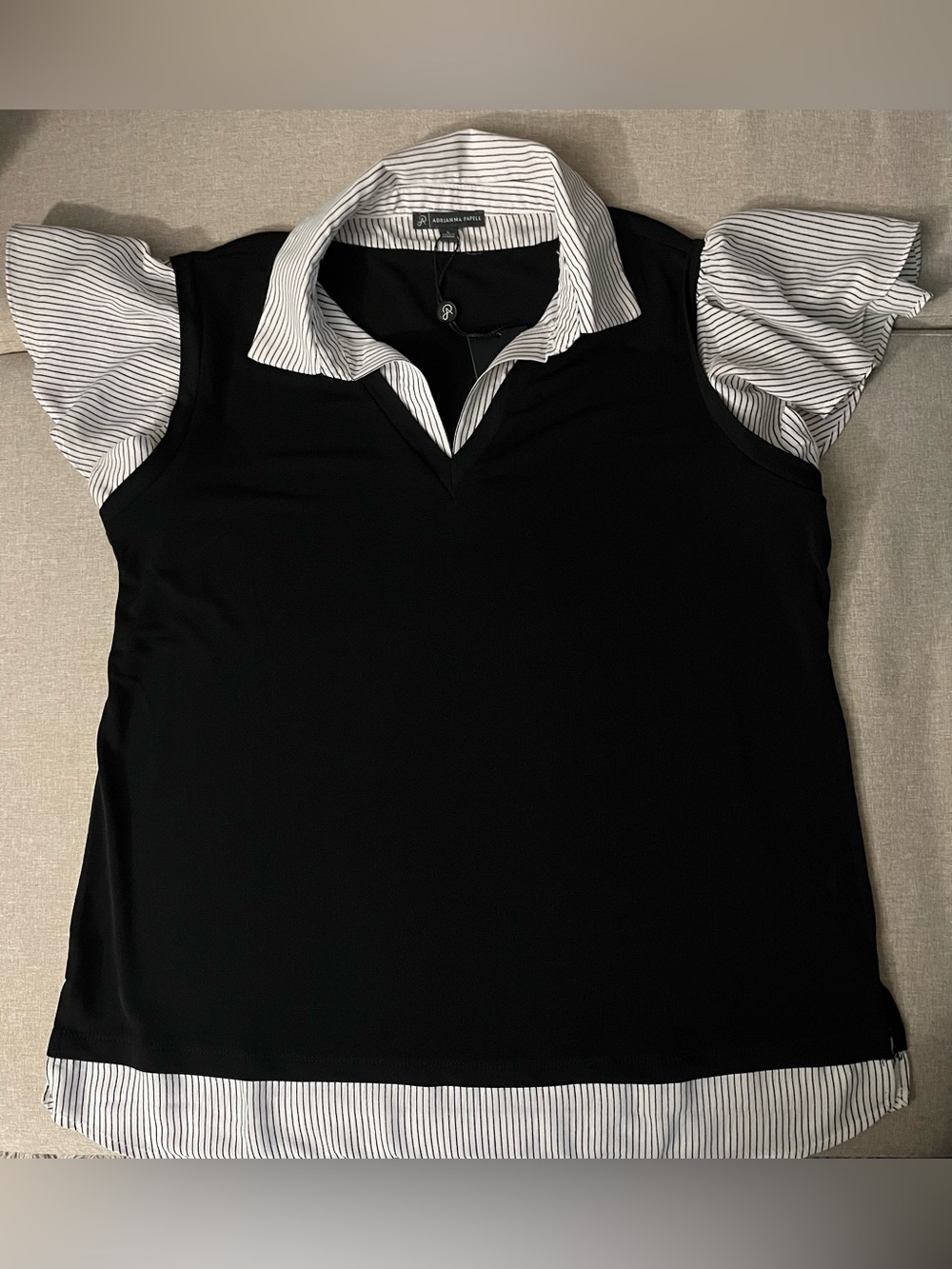 Adrianna Papell black and white striped top